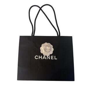 CHANEL With Camellia Flower. Gift Paper Bag  Rope Handle Fabric Flower Black